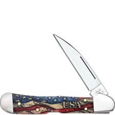 Case CopperLock Knife 36033 Vintage Flag Embellished Smooth Natural Bone 61549WLSS