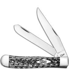 Case Trapper Knife 38920 Black and White Carbon Fiber 10254SS