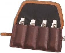 Case 50246 Gentlemans Knife Roll, Leather with Flannel Lining Holds 4 Medium Size Folding Knives