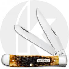 Case Trapper 51390 Knife - Rogers Jigged Burnt Amber Bone - 6254CS