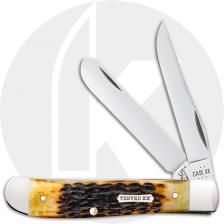 Case Mini Trapper 51391 Knife - Rogers Jigged Burnt Amber Bone - 6207CS