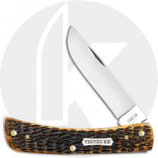 Case Sod Buster Jr 51394 Knife - Rogers Jigged Burnt Amber Bone - 6137CS