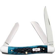 Case Medium Stockman Knife 51851 - Pocket Worn Mediterranean Blue Bone - 6318SS