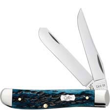 Case Mini Trapper Knife 51852 - Pocket Worn Mediterranean Blue Bone - 6207SS