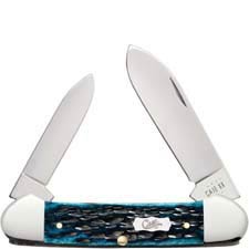 Case Canoe Knife 51853 - Pocket Worn Mediterranean Blue Bone - 62131SS