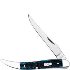 Case Medium Texas Toothpick Knife 51855 - Pocket Worn Mediterranean Blue Bone - 610094SS