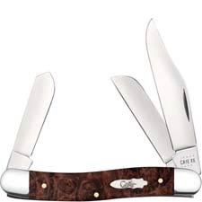 Case Stockman Knife 64065 - Brown Maple Burl Wood - 7347SS