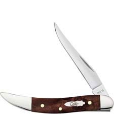 Case Small Texas Toothpick Knife 64066 - Brown Maple Burl Wood - 710096SS