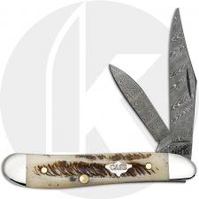 Case Peanut Knife 77467 - Vintage Bone - Ladder Damascus - V6220DAM