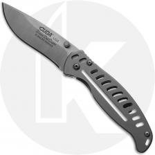 Camillus Cuda EDC Frame Lock CU220 Knife - 420HC Drop Point - Slotted Stainless Steel - Discontinued - BNIB