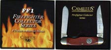 Camillus Firefighter Collectors Knife FF1 - Clip and Spey Blades - Redwood Laminated North American Hardwood Handle - Firemans S