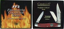 Camillus Firefighter Collectors Knife FF2 - Stockman Knife - Redwood Laminated North American Hardwood Handle - Firemans Scrambl