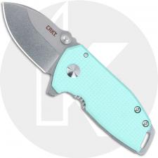 CRKT Squid Compact 2485B Knife - Assisted - Stonewash D2 Drop Point - Blue G10/Stainless Steel - Frame Lock Flipper Folder