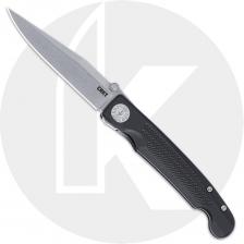 CRKT Fidus 4220 Knife - Stonewash 12C27 Clip Point - Black GRN