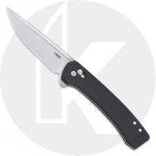 CRKT Q Compact 7075 Knife - Stonewash 14C28N Drop Point - Black GRN - Flipper Folder