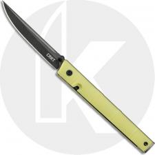 CRKT CEO Bamboo 7096YGK - Richard Rogers Gents EDC - Black Stonewash Blade - Green Bamboo Style GRN - Liner Lock Folder