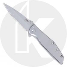 CRKT Slag 7600 Knife - Assisted - Bead Blast D2 Drop Point - Bead Blast Stainless Steel - Flipper Folder