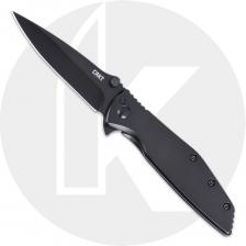 CRKT Slag 7600K Knife - Assisted - Black Oxide D2 Drop Point - Black Stainless Steel - Flipper Folder