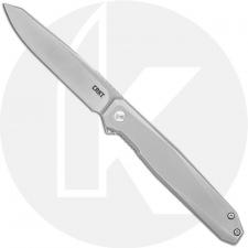 CRKT Facet K230XXP - Ken Onion Assisted EDC - Satin Clip Point - Matte Stainless Steel - Flipper Folder