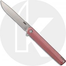 CRKT Stylus K820BXP - Ken Onion Assisted EDC - Satin Drop Point - Maroon Aluminum - Liner Lock Flipper Folder