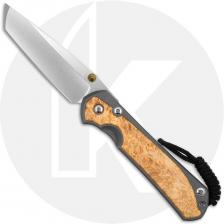 Chris Reeve Large Sebenza 31 Knife - L31-1132 - Stonewash CPM MagnaCut Tanto - Box Elder / Glass Blasted Titanium