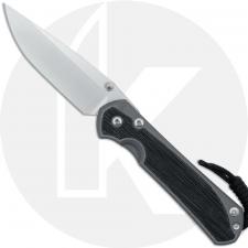 Chris Reeve Knives - Large Sebenza 31 Knife - L31-1200 - Stonewash Drop Point - Black Canvas Micarta / Titanium