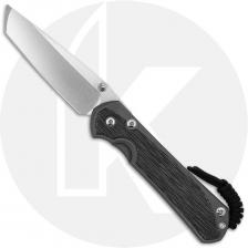 Chris Reeve Large Sebenza 31 Knife - L31-1228 - Stonewash CPM MagnaCut Tanto - Black Canvas Micarta / Sandblasted Titanium