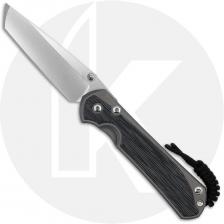 Chris Reeve Large Sebenza 31 Knife - L31-1232 - Stonewash CPM MagnaCut Tanto - Black Canvas Micarta / Glass Blasted Titanium