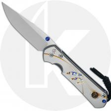 Chris Reeve Large Sebenza 31 Knife - L31-1408-0264 - Stonewash CPM MagnaCut Drop Point - Unique Graphic(3)/Sandblasted Titanium