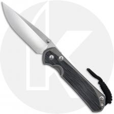 Chris Reeve Large Sebenza 31 Knife - L31-1652 - Stonewash CPM MagnaCut Drop Point - Black Canvas Micarta / Glass Blasted Titaniu