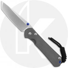 Chris Reeve Knives - Small Sebenza 31 Knife - S31-1010 - Stonewash MagnaCut Tanto - Sandblast Titanium