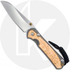 Chris Reeve Small Sebenza 31 Knife - S31-1126 - Stonewash CPM MagnaCut Insingo - Box Elder Burl / Glass Blasted Titanium