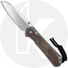 Chris Reeve Small Sebenza 31 Knife - S31-1226 - Stonewash CPM MagnaCut Insingo - Natural Canvas Micarta / Glass Blasted Titanium