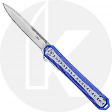 CRKT Stickler Assisted 6710 - Satin Spear Point - Blue and Silver Aluminum - Liner Lock Flipper Folder