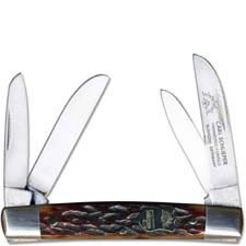 Eye Brand Baby Congress Knife - Hammer Forged Solingen Carbon Steel Blades - Brown Bone Handle - German Made