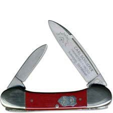 Eye Brand Baby Lima Bean Knife - Hammer Forged Solingen Carbon Steel Blades - Red Composition Handle - German Made