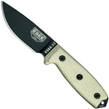 ESEE Knives ESEE-3MIL-P-B Black Drop Point - Micarta Handle - Glass Breaker Pommel - Black Molded MOLLE Sheath