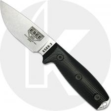 ESEE Knives ESEE-3 - 3PMS35V-001 - Stonewash S35V Drop Point - Black 3D G10 Handle - Black Molded Sheath