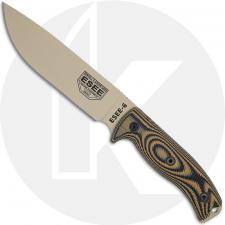 ESEE 6 6PDT-005 Fixed Blade Knife - Desert Tan Drop Point - Coyote Tan/Black 3D G10 Handle - Black Molded Sheath