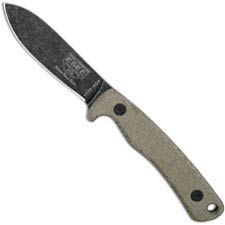 ESEE Knives Ashley Game Knife - ESEE-AGK - Ashley Emerson - Black Oxide Stonewash Drop Point - Canvas Micarta Handle - Leather P