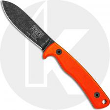 ESEE Knives Ashley Game Knife - ESEE-AGK-OR - Ashley Emerson - Black Oxide Stonewash Drop Point - Orange G10 Handle - Leather Po