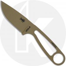 ESEE IZULA IZULA-DE Fixed Blade Knife - Dark Earth Drop Point Neck Knife - Black Molded Sheath
