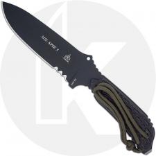 TOPS Knives MIL-SPIE-5 - Part Serrated - Black Traction Coated 1095 - Black Micarta