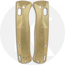 Flytanium Custom Brass Crossfade Scales for Benchmade Bugout Knife - Stonewash