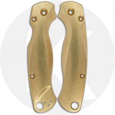 Flytanium Custom Brass Lotus Scales for Spyderco Paramilitary 2 G10 Knife - Stonewash