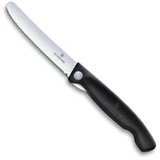 Victorinox Foldable Paring Knife 6.7833.FB - 4.3 Inch Wavy Blade - Black Polypropylene Handle with Liner Lock