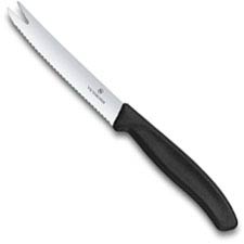 Victorinox Slice and Serve - 6.7863 Paring Knife - 4.3 Inch Wavy Blade with Fork Tip - Black Polypropylene Handle