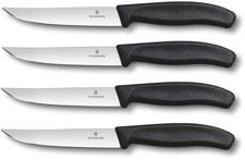 Victorinox Gaucho Steak Knife Set 6.7903.4, Plain Blade with Black Synthetic Handle, Set of 4