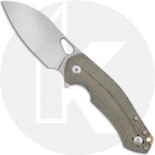 GiantMouse ACE Biblio XL Knife - Stonewash Elmax - Green Canvas Micarta