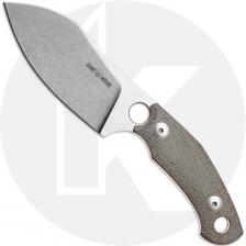 GiantMouse GMF1-XL Fixed Blade Knife - Stonewash Bohler N690 Modified Drop Point - Green Canvas Micarta - Leather Sheath